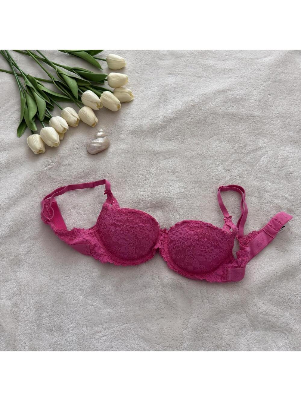 Victoria's Secret Pink lace bra in hot pink
